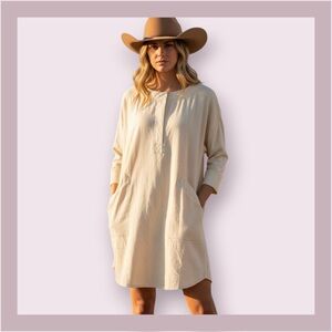 BDG Cream 100% Cotton Shift Dress With Pockets Size S
